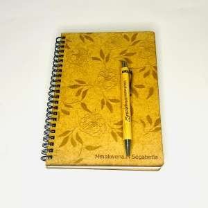 Engraved A5 Wooden Journal + Bamboo Pen Combo